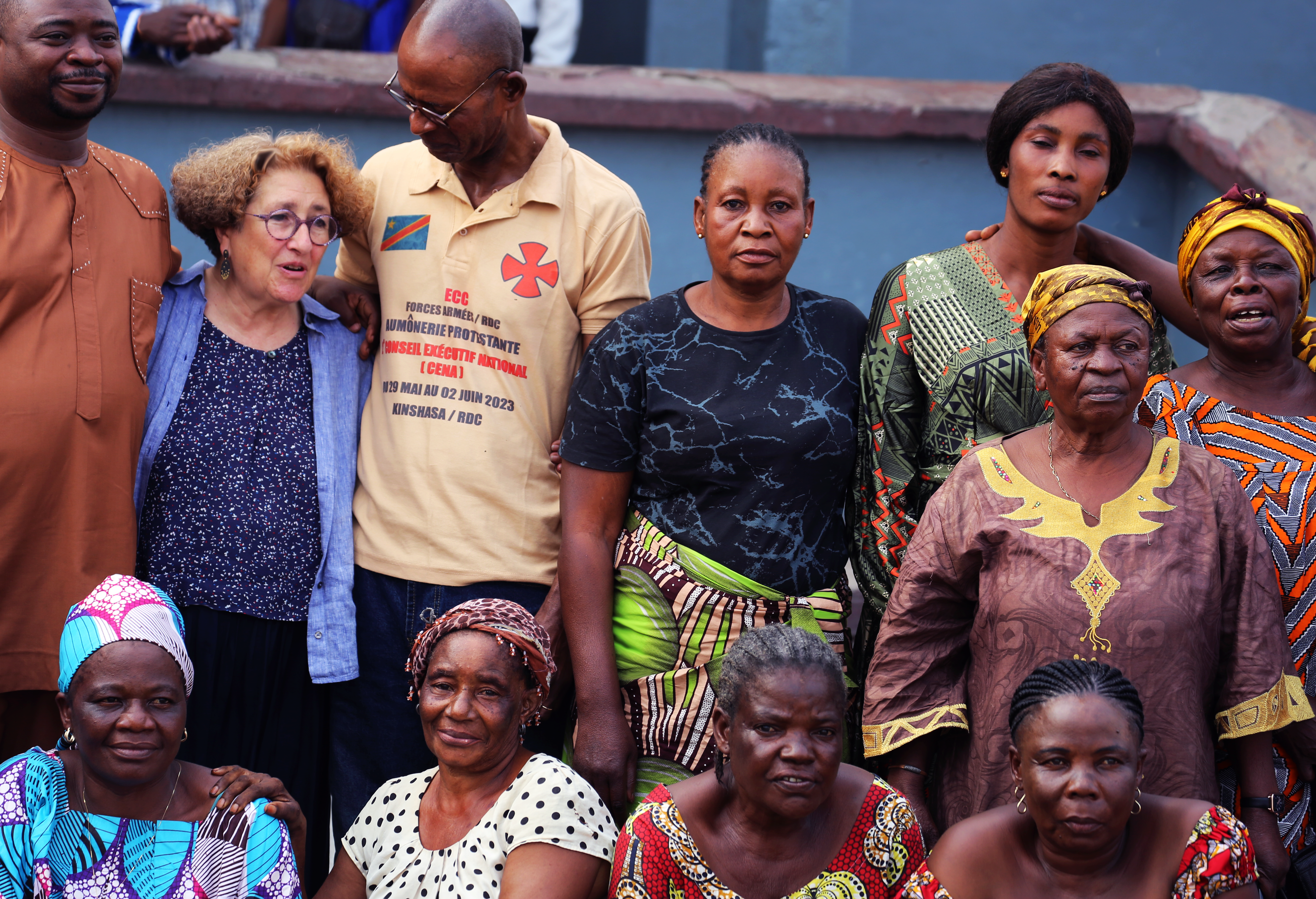Camp Kokolo, après notre séance de travail avec l'aumônier en chef des Forces armées, Dieudonné Ndingidila, Willy masaka, Président de la CMPA, et des mères-chefs participant au programme